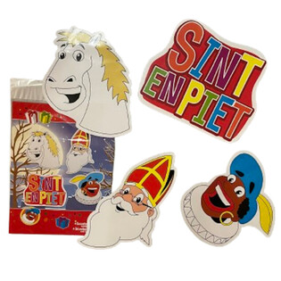 SAINT-NICOLAS (SINTERKLAAS) - ENSEMBLE DE 4 PANNEAUX DE DÉCORATION DOUBLE FACE (6 pcs.)