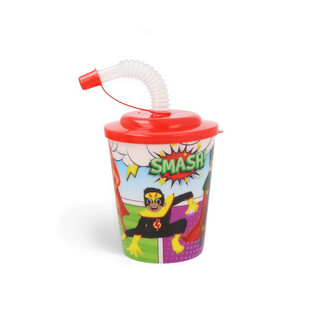 Gobelet à Boisson / Glace avec Paille - Superhero (12 pcs)